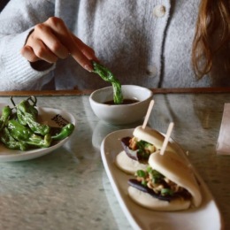 a person eating food