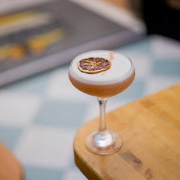 a drink on a table